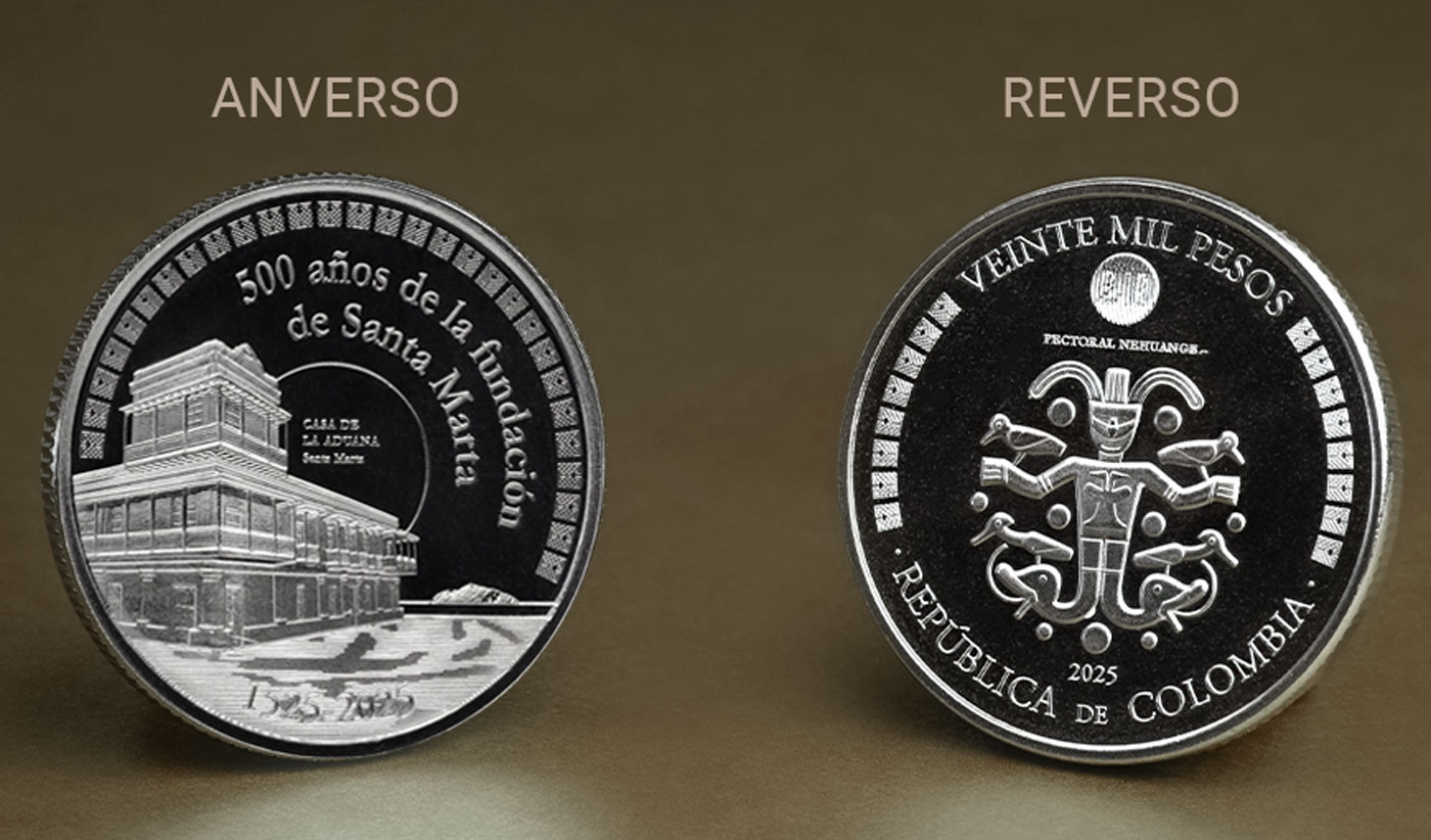 Banco de la República lanza moneda conmemorativa de $20.000 por los 500 años de Santa Marta